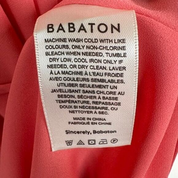 Aritzia Babaton Coral Wallace Short Sleeve Wrap Mini Dress Small V-Neck Lined - Picture 9 of 11